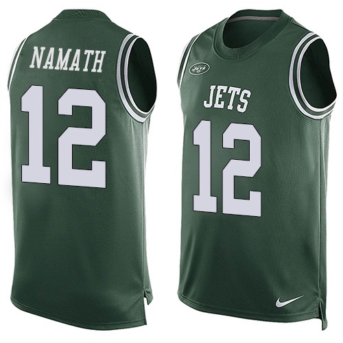 Men's Limited Joe Namath Nike Jersey Green - #12 Player Name & Number Tank Top NFL New York Jets